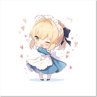 Chibi saber maid Posters and Art